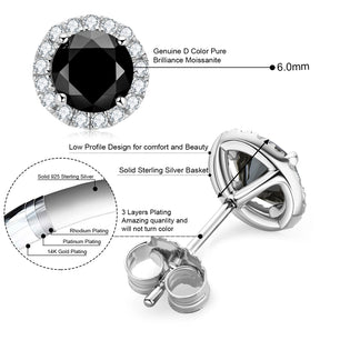 Luxury Black Moissanite Stud Earrings - Ornalux