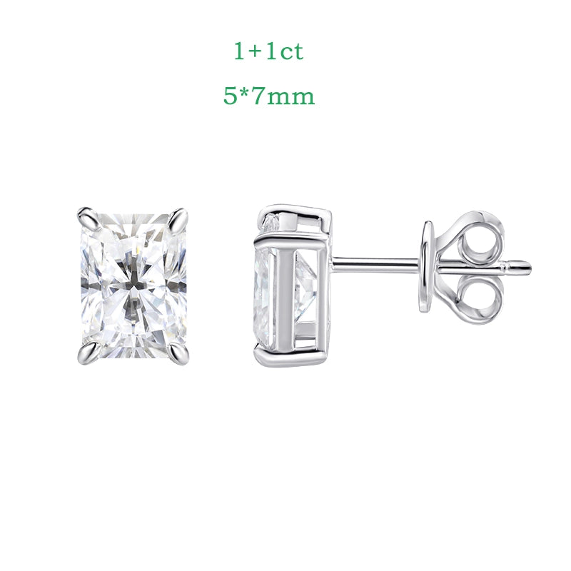 Emerald/Radiant Cut Moissanite Stud Earrings - Ornalux