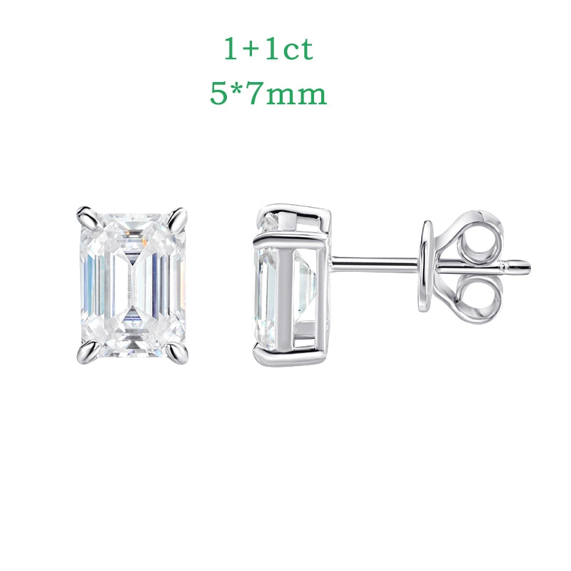 Emerald/Radiant Cut Moissanite Stud Earrings - Ornalux