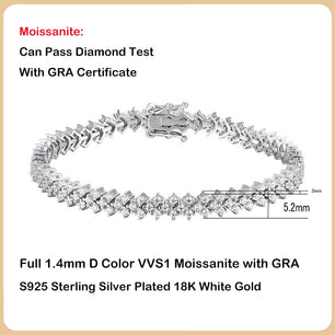 D Color Full Moissanite Tennis Bracelet - Ornalux