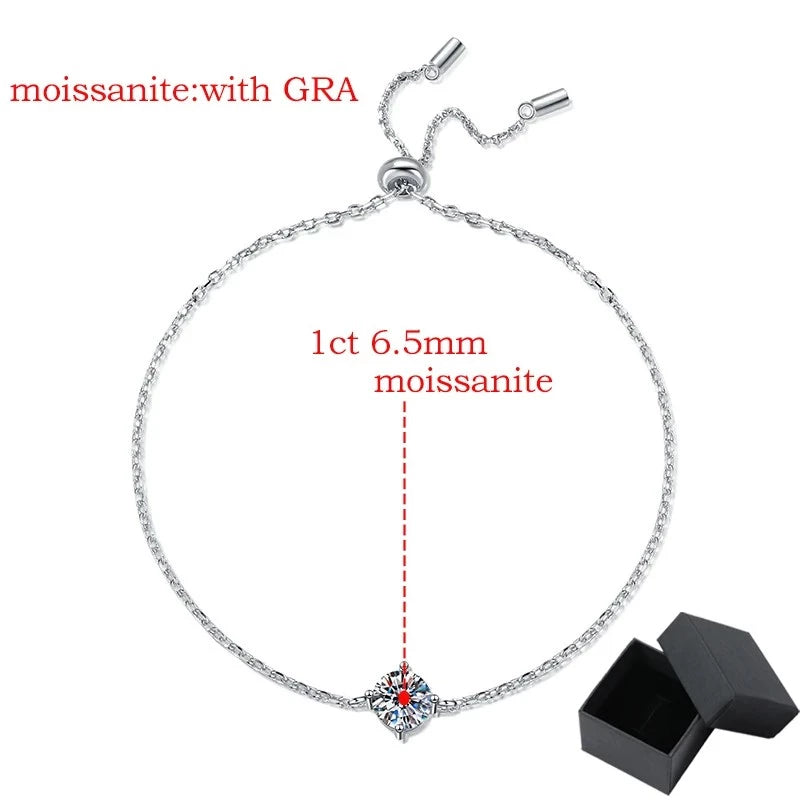 1CT Moissanite Bracelet - Adjustable Chain - Ornalux