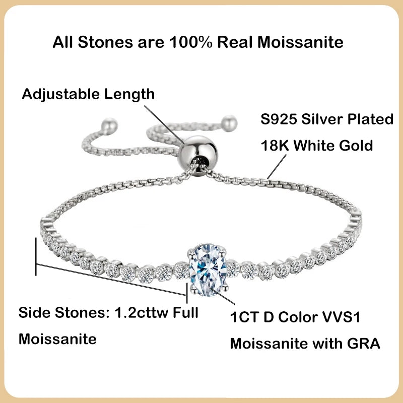 1.7CT Round Cut Moissanite Tennis Bracelet - Ornalux