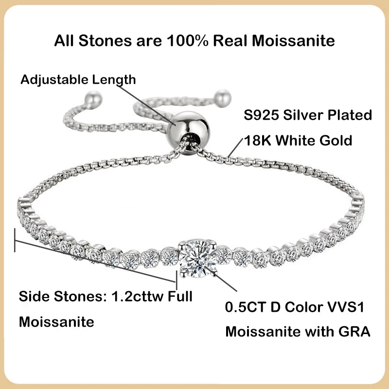 1.7CT Round Cut Moissanite Tennis Bracelet - Ornalux