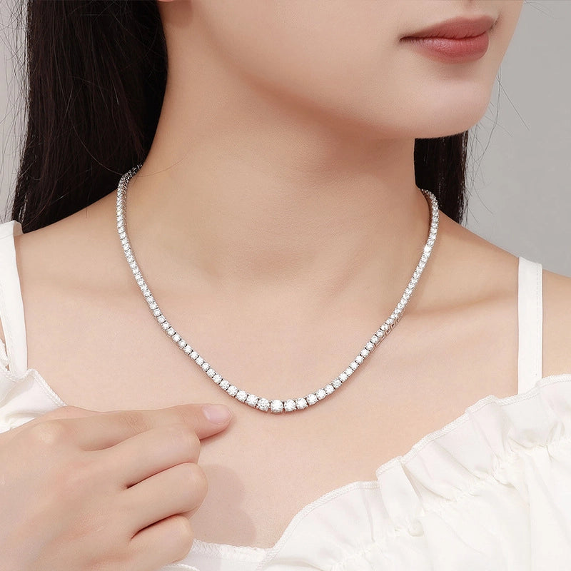 Luxury All Moissanite Tennis Necklace 18k White Gold - Ornalux