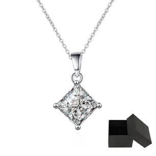 2CT Princess Cut Certified Moissanite Necklace - Ornalux