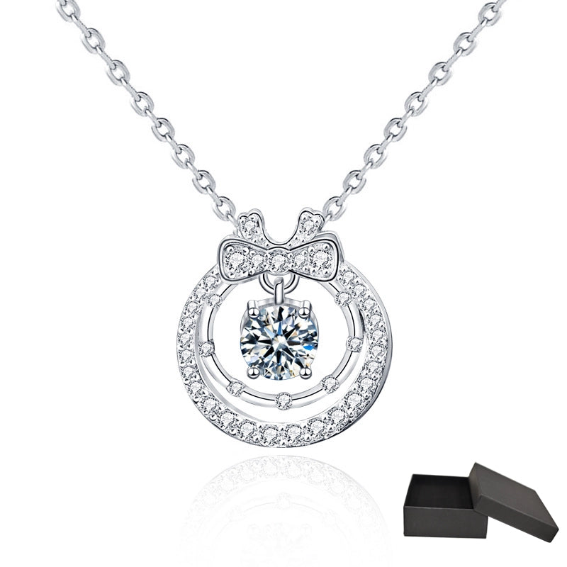 925 Silver Bowknot Necklace with Moissanite - Ornalux