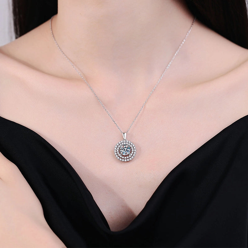 2CT Luxury D Color Moissanite Necklace - Sparkling Round Pendant - Ornalux