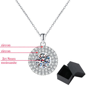 2CT Luxury D Color Moissanite Necklace - Sparkling Round Pendant - Ornalux