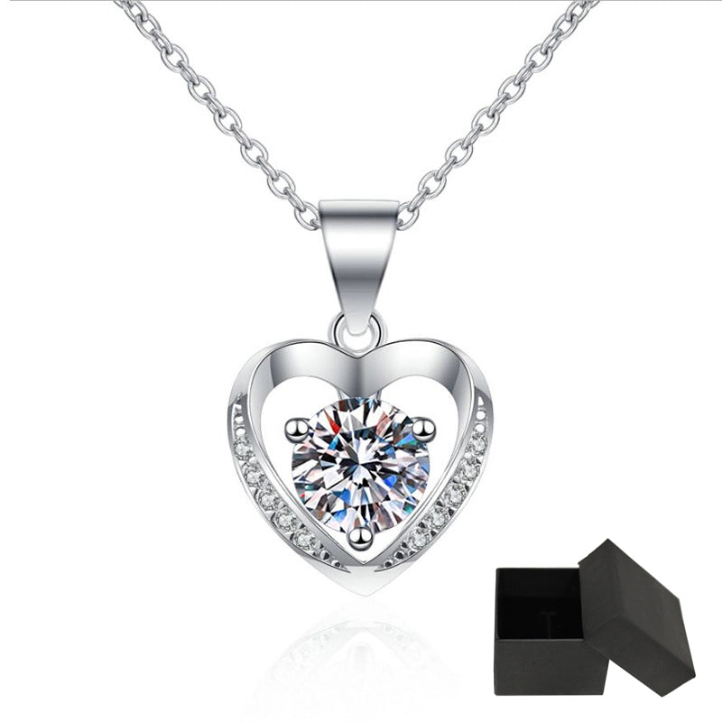 Certified GRA 1.0ct Moissanite Heart Necklace - Ornalux