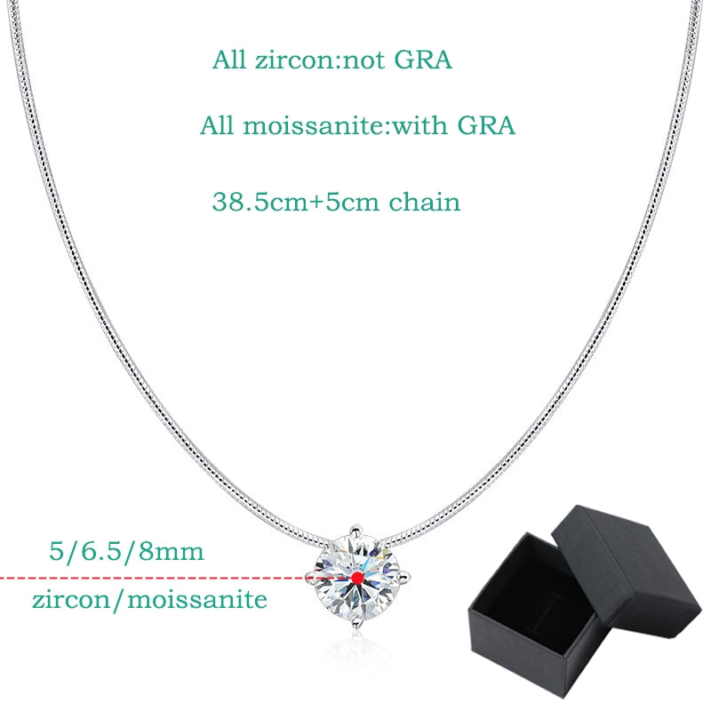 0.5-2CT Certified Moissanite Necklace - Sparkling Lab Diamond - Ornalux