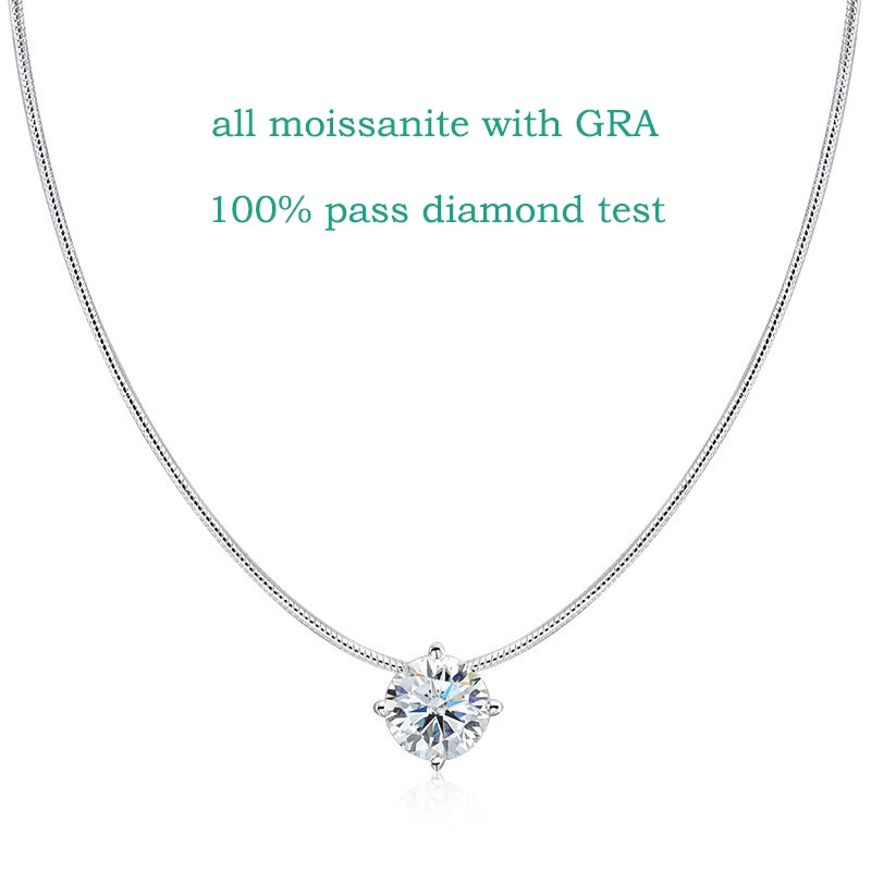 0.5-2CT Certified Moissanite Necklace - Sparkling Lab Diamond - Ornalux