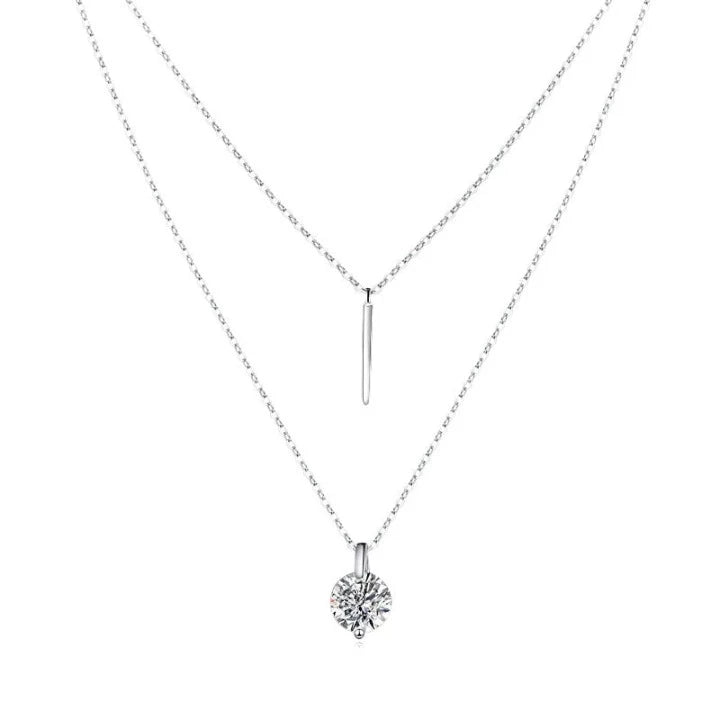 1-2CT Double Chain VVS Moissanite Necklace - Ornalux