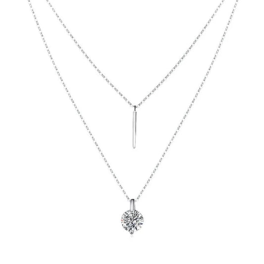 1-2CT Double Chain VVS Moissanite Necklace - Ornalux