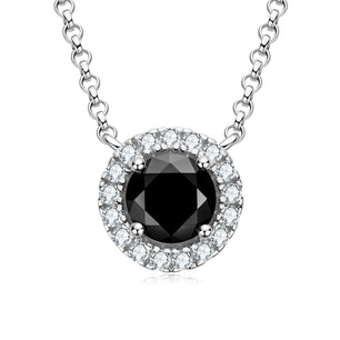 Vintage Black Round Cut Moissanite Halo Pendant 1 Carat - Ornalux