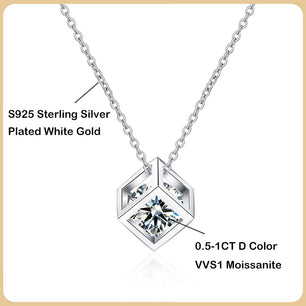 Real S925 Sterling Silver Moissanite Pendant Necklace - Ornalux