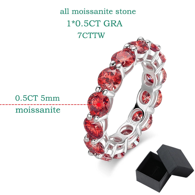 7CTTW Red Moissanite Eternity Ring S925 (8 Colors) - Ornalux