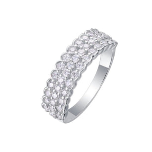 Sparkling Moissanite Ring 3 Row Design Eternity Bands