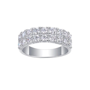 Sparkling Moissanite Ring 3 Row Design Eternity Bands