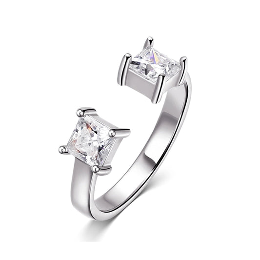 1CTTW Princess Cut Moissanite Ring - Adjustable - Ornalux