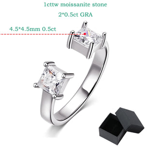 1CTTW Princess Cut Moissanite Ring - Adjustable - Ornalux