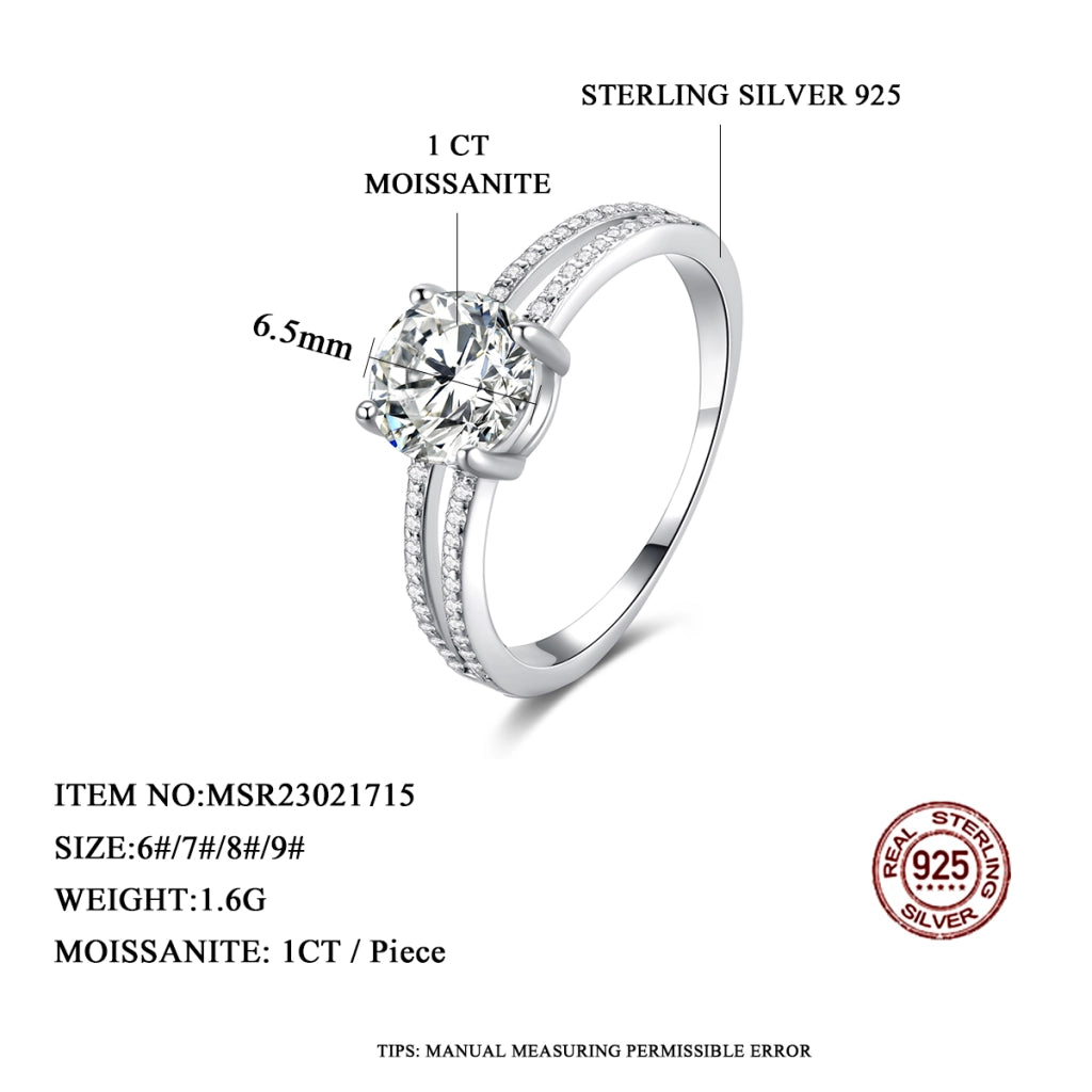 Elegant Moissanite 925 Silver Eternal Ring - Ornalux