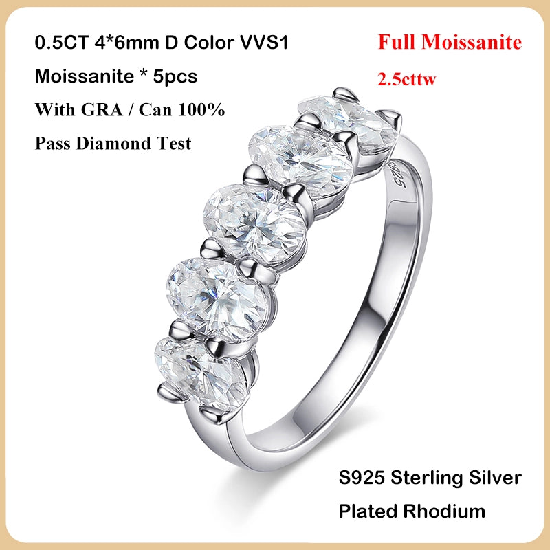 Luxury D Color Oval Cut 0.5/0.3CT Full Moissanite Ring - Ornalux