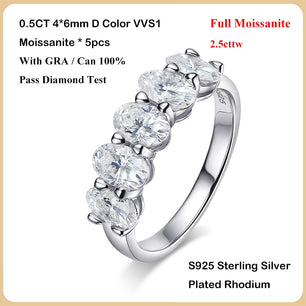 Luxury D Color Oval Cut 0.5/0.3CT Full Moissanite Ring - Ornalux