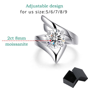 2CT D VVS1 Moissanite Adjustable Ring - Ornalux