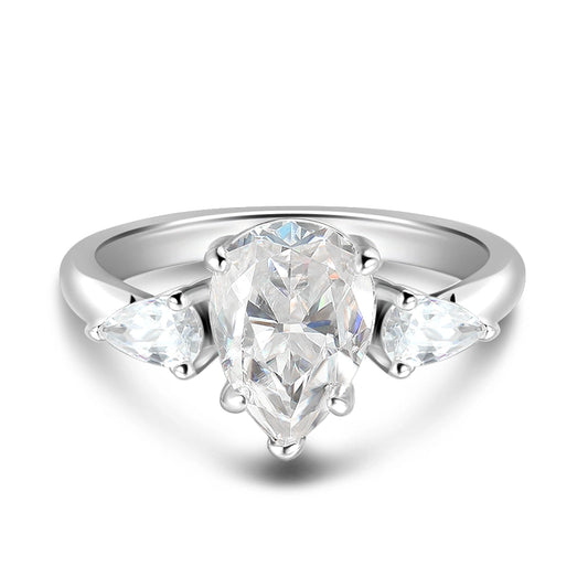 2CT Pear Cut Flawless Moissanite Ring - Ornalux