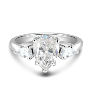 2CT Pear Cut Flawless Moissanite Ring - Ornalux