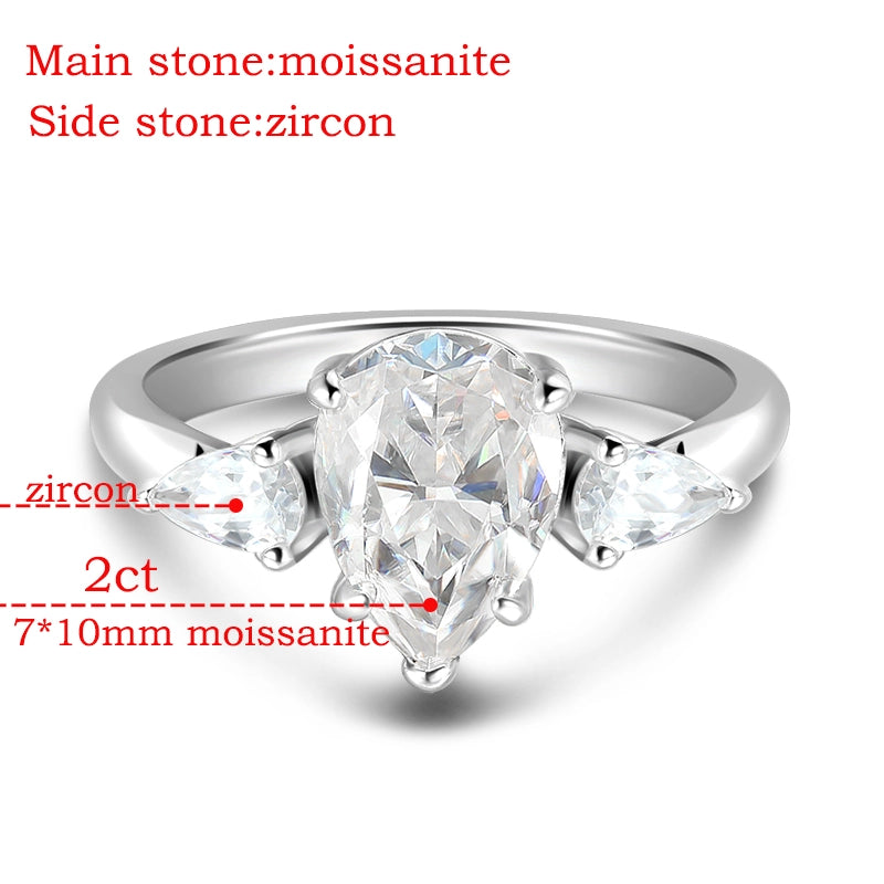 2CT Pear Cut Flawless Moissanite Ring - Ornalux