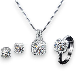 S925 Sterling Silver Moissanite Jewelry Set - Ornalux