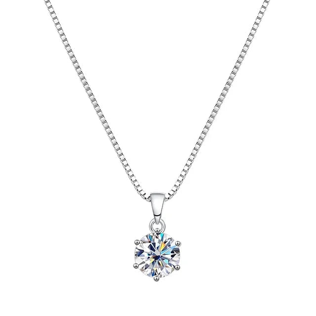 2CT Real Moissanite Pendant Necklace 6 Prong - Ornalux