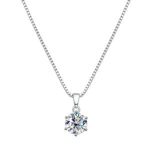 2CT Real Moissanite Pendant Necklace 6 Prong - Ornalux