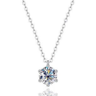 2CT Real Moissanite Pendant Necklace 6 Prong - Ornalux