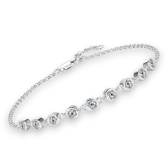 0.9Cttw Charms round Full Moissanite Diamond Bracelet - Ornalux