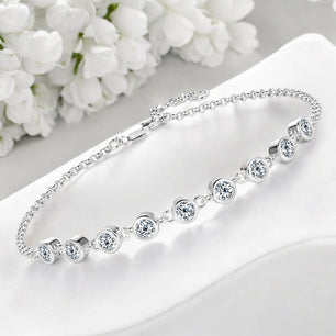 0.9Cttw Charms round Full Moissanite Diamond Bracelet - Ornalux