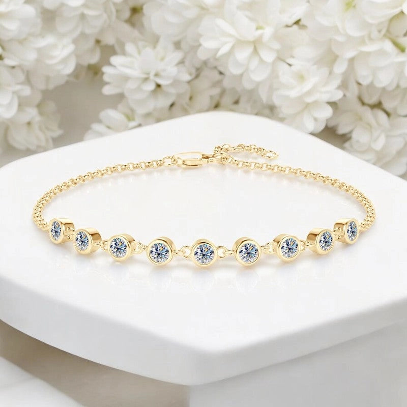 0.9Cttw Charms round Full Moissanite Diamond Bracelet - Ornalux