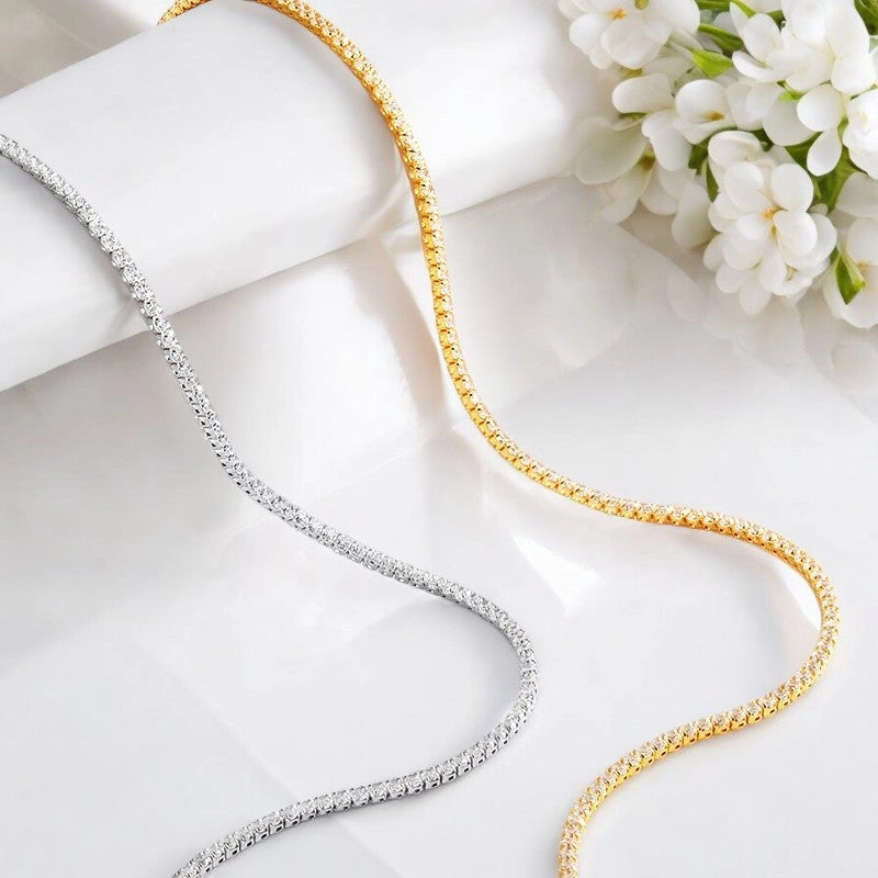 Moissanite Tennis Necklace Adjustable Choker Chain - Ornalux