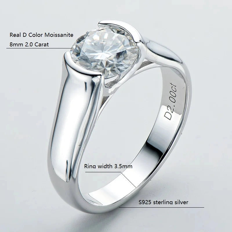 2Ct Moissanite Diamond Solitaire Ring - Ornalux