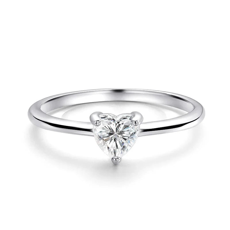 White Gold Heart Cut Moissanite Ring - Ornalux