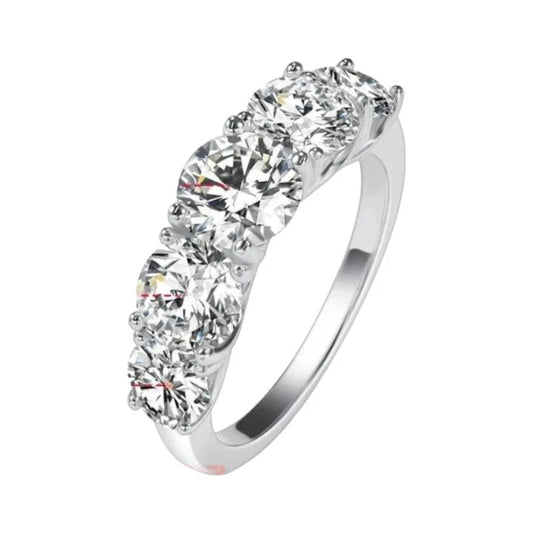 Sparkling 3.6CT Moissanite Ring 5-Stone Wedding Band - Ornalux