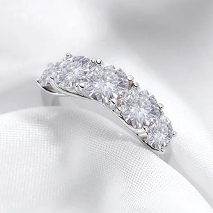 Sparkling 3.6CT Moissanite Ring 5-Stone Wedding Band - Ornalux