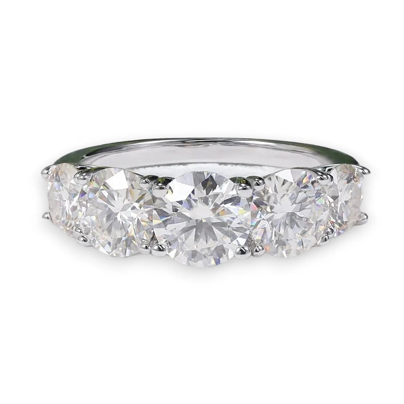 Sparkling 3.6CT Moissanite Ring 5-Stone Wedding Band - Ornalux