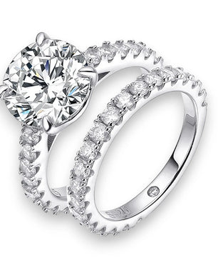 Luxury 4.15Cttw Moissanite Wedding Diamond Ring Set - Ornalux