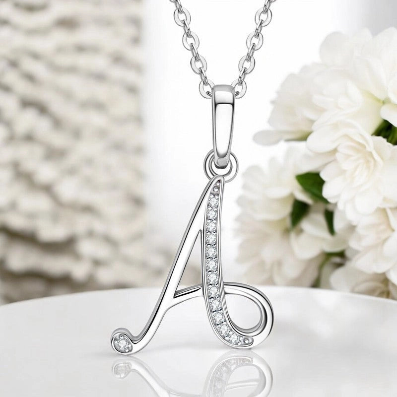 VVS1 Moissanite Initial Name Necklace A-Z Letter - Ornalux