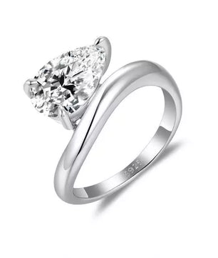 3 Carat D Color Water Drop Pear Cut Moissanite Ring - Ornalux
