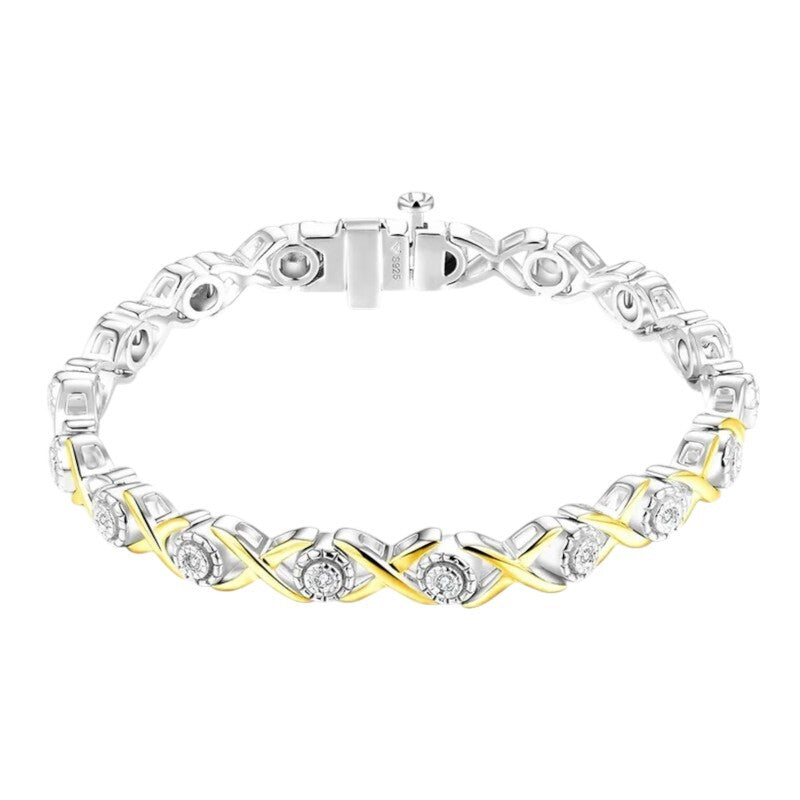Luxury 925 Silver 18K Gold Tennis Bracelet - Ornalux