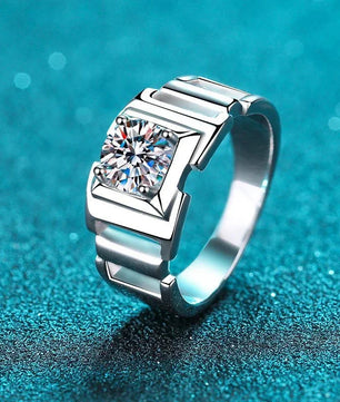 D Color Moissanite Ring 1ct Men's Band - Ornalux