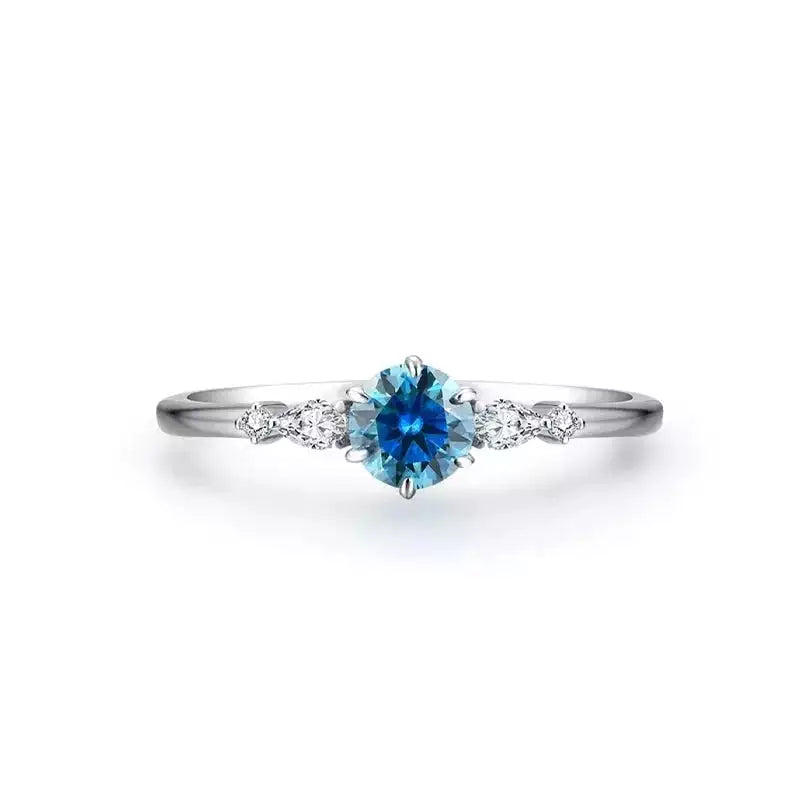 D Color Blue Moissanite Ring - Luxury Jewelry - Ornalux